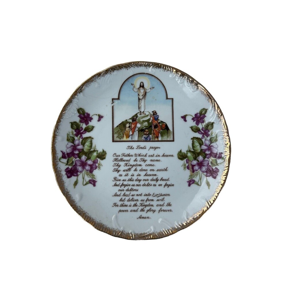 Vintage “The Lord’s Prayer” Collectable Ceramic Plate With Gold Trim